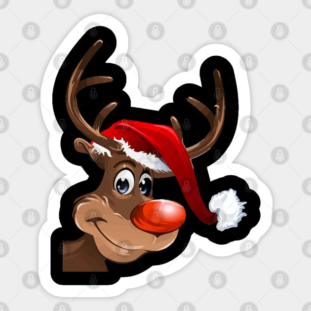 Santa Claus Reindeer Sticker by AdeShirts